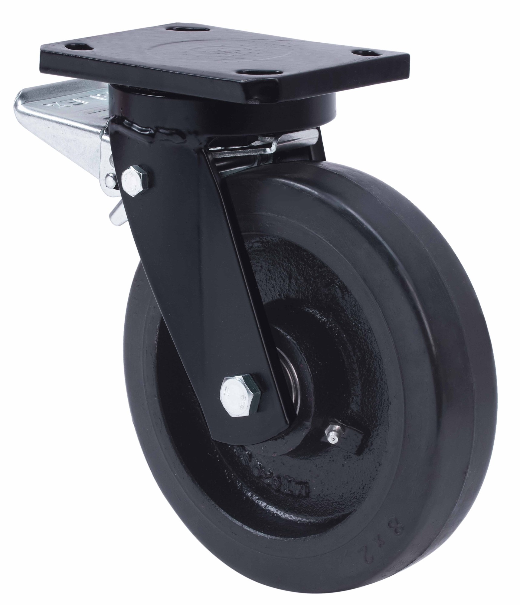 ALEX - RUEDA GIRATORIA.PLACA FRENO 10HLBFD250E-HGB HIERRO-GOMA NEGRA NATURAL BOLAS