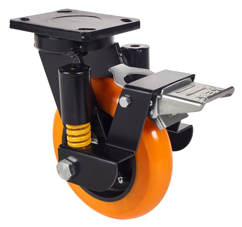 ALEX - RUEDA GIRATORIA.PLACA FR.10HLSEFN150-HUAB SUSPENSION POLIUR.NARANJA BOL.BALONA