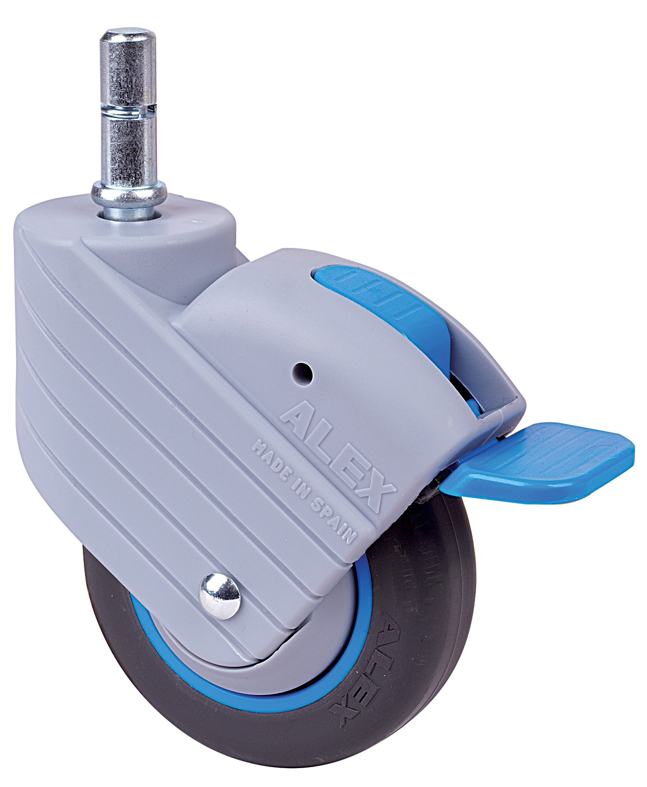 ALEX - RUEDA GIRATORIA.ESP.LISA M11x30 FR.AZUL 30HPFN80CP-PGI POLIAMIX-GOMA NEGR.LISO