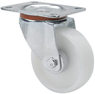 ALEX - RUEDA GIRATORIA.PLACA 110-125-1 NYLON BLANCO EJE RODILLOS