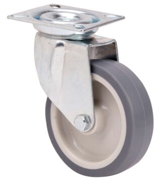 ALEX - RUEDA GIRATORIA.PLACA 401-100-1 POLIAMIX-GOMA GRIS EJE LISO