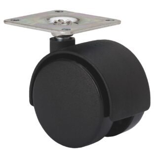 ALEX - RUEDA GIRATORIA.PLACA 420-050-1 NYLON NEGRO EJE LISO