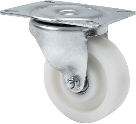 ALEX - RUEDA GIRATORIA.PLACA 10-61-60-FT NYLON BLANCO EXTRAFUERTE EJE LISO