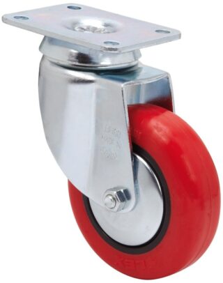 ALEX - RUEDA GIRATORIA.PLACA 10BH60CP-PPIA POLIAMIX-POLIUR.ROJO EJE LISO