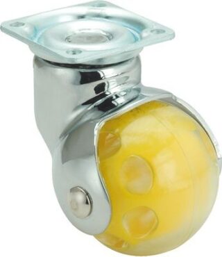 ALEX - RUEDA GIRATORIA.PLACA CROMADA PULIDA 10BLC50 POLIPROPILENO AMARILLO EJE LISO