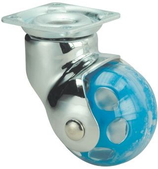 ALEX - RUEDA GIRATORIA.PLACA CROMADA PULIDA 10BLC50 POLIPROPILENO AZUL EJE LISO