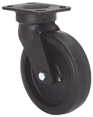 ALEX - RUEDA GIRATORIA.PLACA 10GT250-HGB HIERRO-GOMA NEGRA NATURAL EJE BOLAS