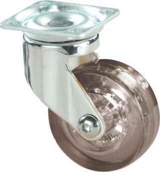 ALEX - RUEDA GIRATORIA.PLACA PULIDA 10MDC75 POLICARBONATO-POLIUR.NEGRO EJE LISO