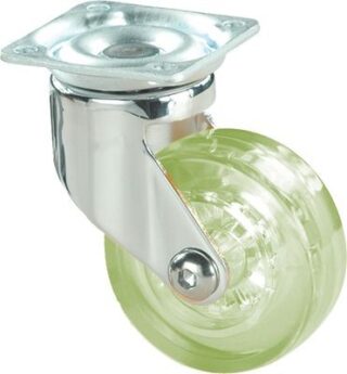 ALEX - RUEDA GIRATORIA.PLACA CROMADA PULIDA 10MDC75 POLIUR.VERDE EJE LISO
