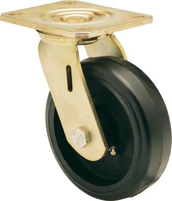 ALEX - RUEDA GIRATORIA.PLACA 10SL150-HGB HIERRO-GOMA NEGRA NATURAL EJE BOLAS