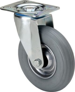 ALEX - RUEDA GIRATORIA.PLACA 10ZV200-EMR METALICO-IMPINCHABLE GRIS RODILLOS