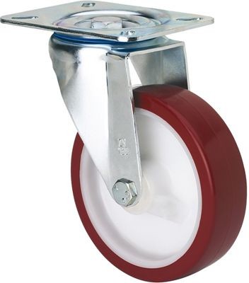 ALEX - RUEDA GIRATORIA.PLACA 10ZV125-POL POLIAMIX BLANCO-POLIUR.MARRON EJE LISO