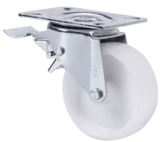 ALEX - RUEDA GIRATORIA.PLACA FRENO 10TVCFD125-TNB NYLON BLANCO EJE BOLAS