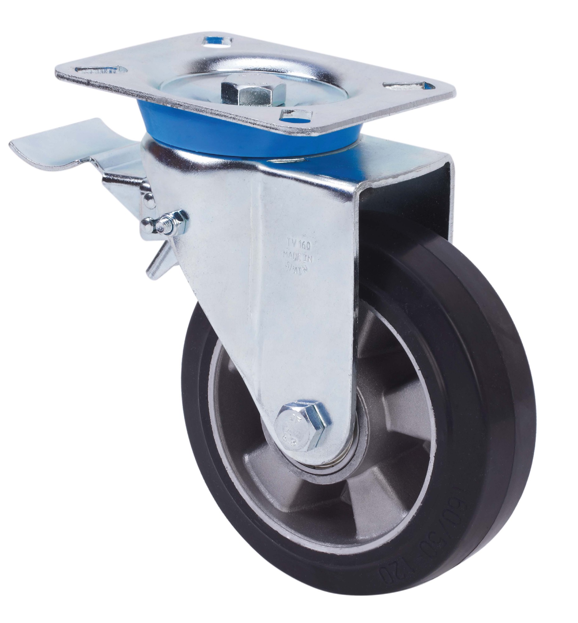 ALEX - RUEDA GIRATORIA.PLACA FRENO 10TVFD100-DEB ALUMINIO-GOMA NEGRA ELASTICA BOLAS