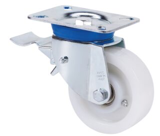 ALEX - RUEDA GIRATORIA.PLACA FRENO 10TVFD200-FTB NYLON BLANCO EXTRAFUERTE EJE BOLAS