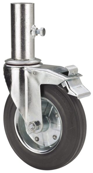 ALEX - RUEDA GIRATORIA.ANDAMIO EUR.FRENO 201-200-9 METALICO-GOMA NEGRA RODILLOS