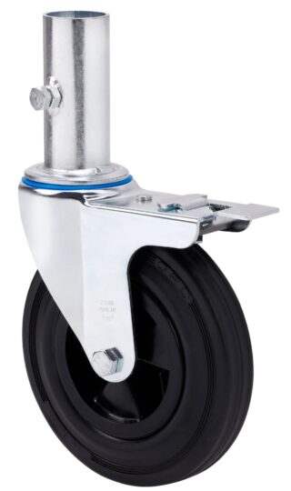 ALEX - RUEDA GIRATORIA.ANDAMIO FRENO 12ZVAFD200-PSN POLIAMIX-GOMA NEGRA EJE LISO