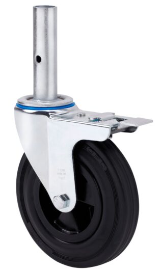 ALEX - RUEDA GIRATORIA.ANDAMIO FRENO 30ZVAFD200-PSN POLIAMIX-GOMA NEGRA EJE LISO