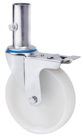 ALEX - RUEDA GIRATORIA.ANDAMIO FRENO 12ZVAFD200-TN NYLON BLANCO EJE LISO