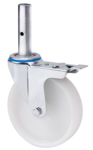 ALEX - RUEDA GIRATORIA.ANDAMIO FRENO 30ZVAFD200-TN NYLON BLANCO EJE LISO