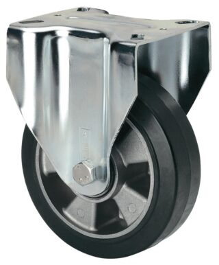 ALEX - RUEDA FIJA 17ZV125-DEB ALUMINIO-GOMA NEGRA ELASTICA EJE BOLAS