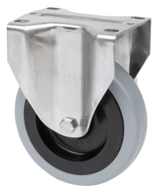 ALEX - RUEDA FIJA INOX.17ZVLI125-PGAN POLIAMIX-GOMA GRIS EJE LISO