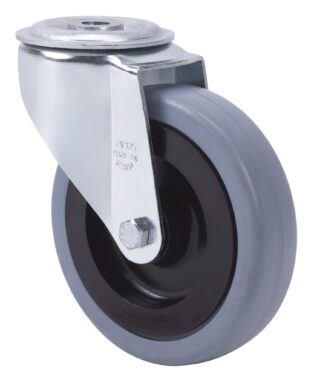 ALEX - RUEDA GIRATORIA.AGUJERO M10 20ZVL100CP-PGASB POLIAMIX-GOMA GRIS EJE BOLAS