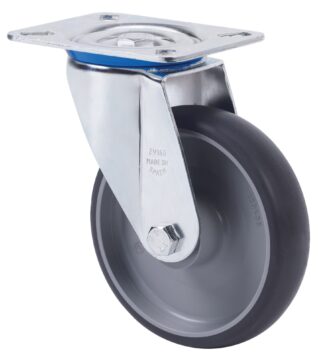 ALEX - RUEDA GIRATORIA.PLACA 10ZVL80-PGZR POLIAMIX-GOMA GRIS INYECT.EJE RODILLOS