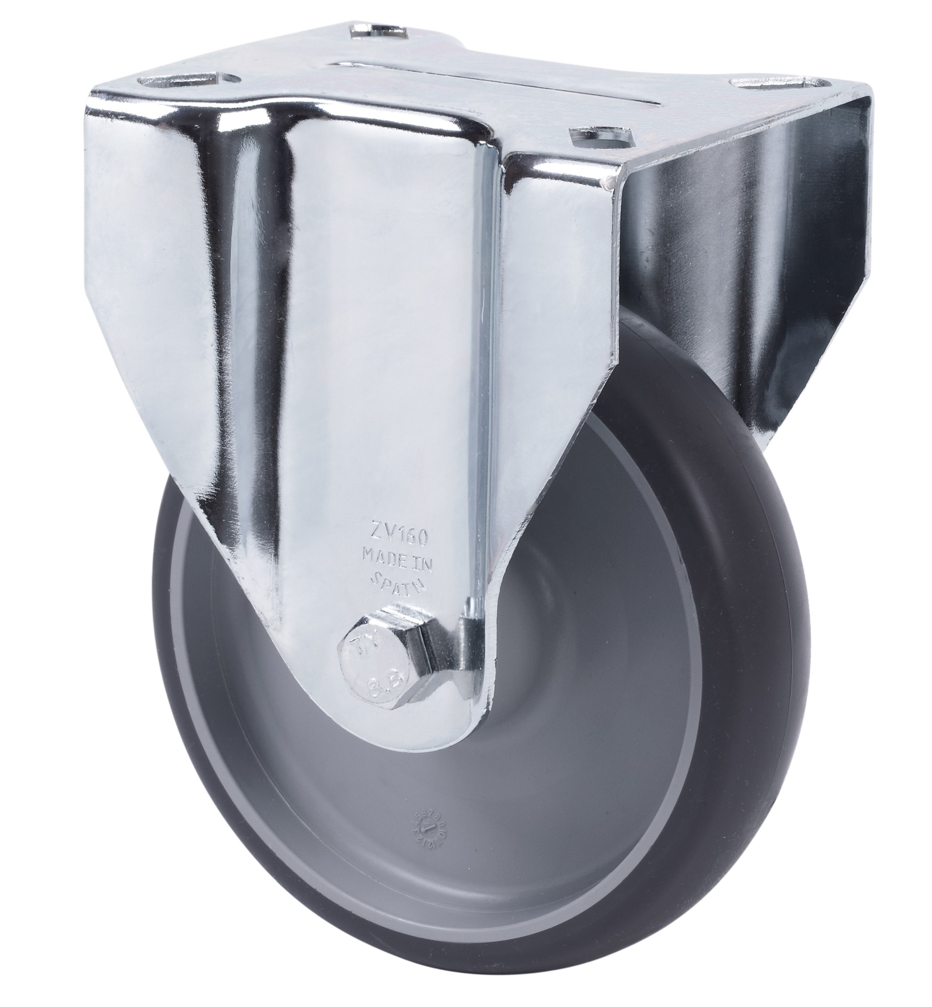 ALEX - RUEDA FIJA 17ZVL100-PGZR POLIAMIX-GOMA GRIS INYECT.EJE RODILLOS