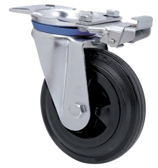 ALEX - RUEDA GIRATORIA.PLACA MEC.DIR.10ZVMD200-PSR POLIAMIX-GOMA NEGRA EJE RODILLOS