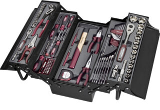 KRAFTWERK - herramientas, equipada, 1/4"+1/2", negra, 106 pzas.