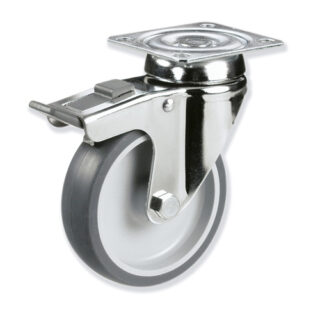 GAYNER - Rotante inox girt d.080 Caucho con freno BIPG3 080 PCL3-FD