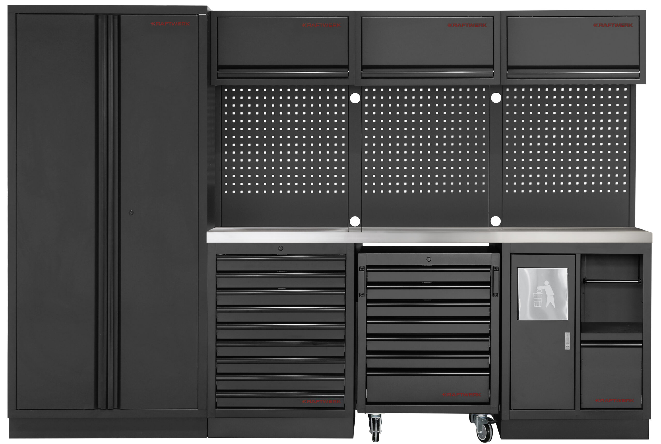 KRAFTWERK - MOBILIO BLK mueble modular 4 elementos 2 Puertas, Encimera Acero inoxidable