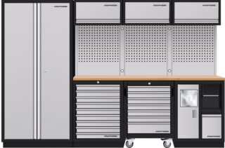 KRAFTWERK - MOBILIO Mueble modular 4 elementos, 2000x2955x488 Encimera Haya - 1 arm ruedas.
