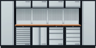 KRAFTWERK - Mueble modular 6 elementos, 2000x3920x488 Encimera Haya