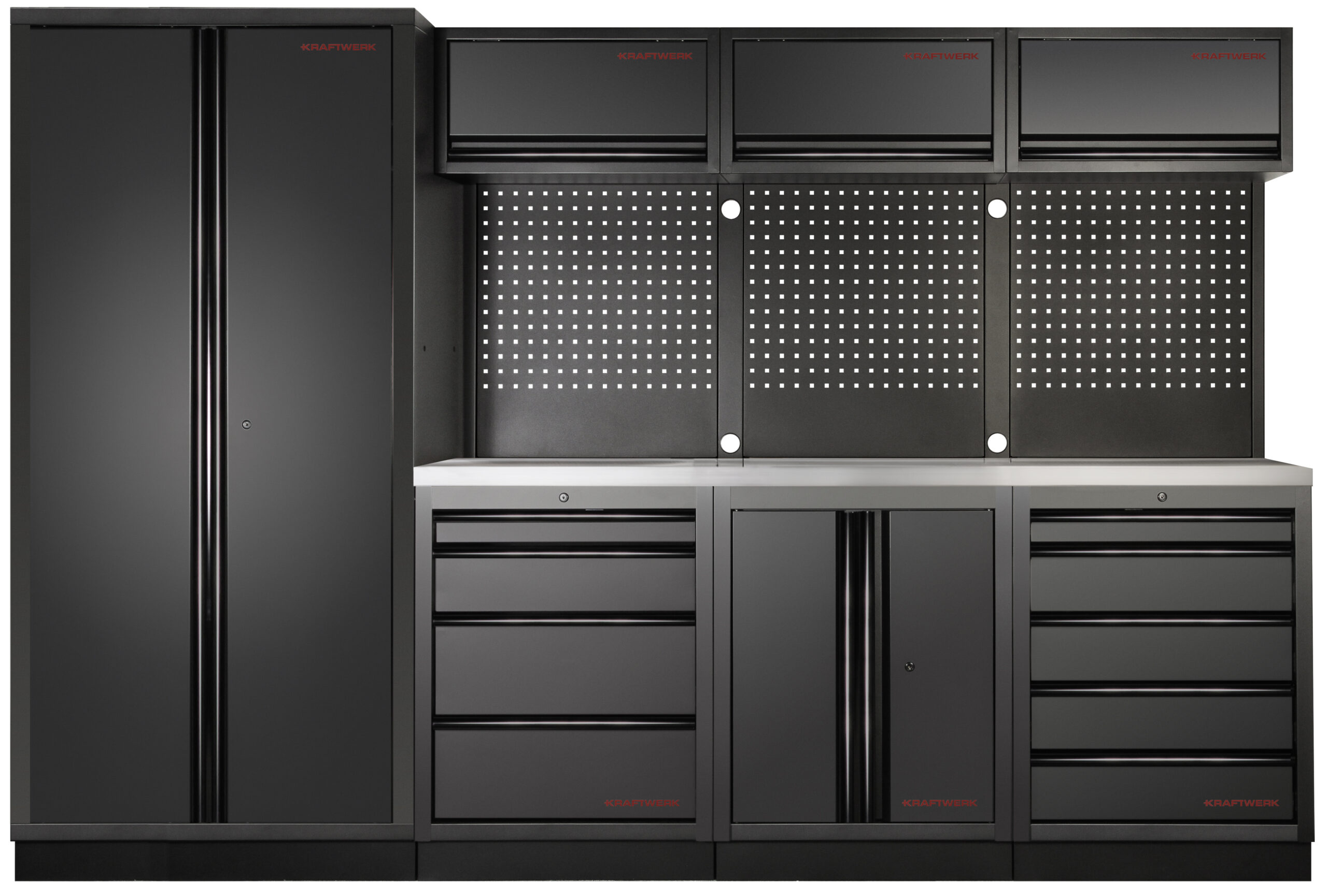 KRAFTWERK - MOBILIO BLK Mueble modular 4 elementos, 2 Puertas, Encimera Acero Inoxidable