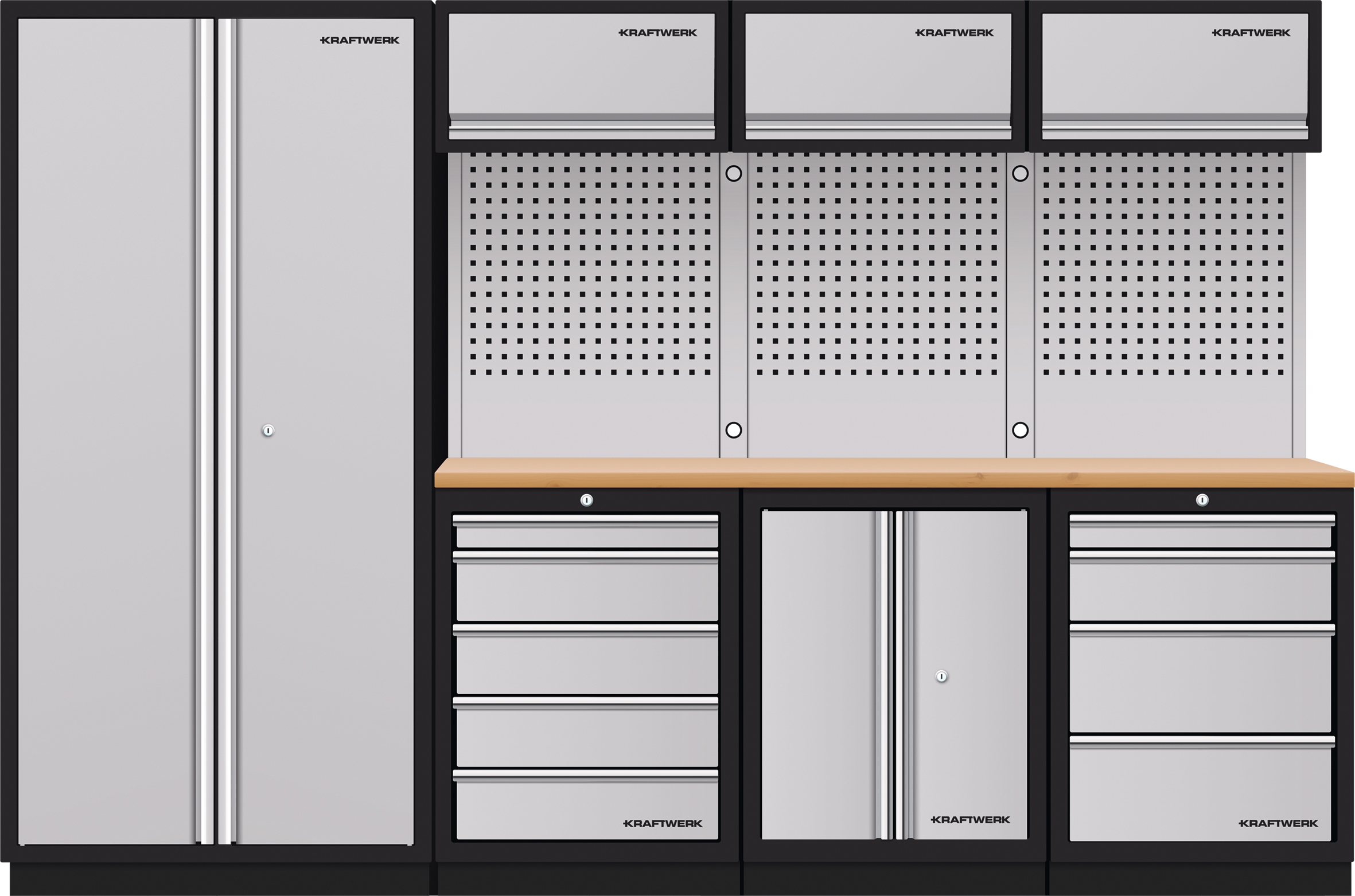 KRAFTWERK - MOBILIO Mueble modular 4 elementos, 2000x2955x488 Encimera Haya