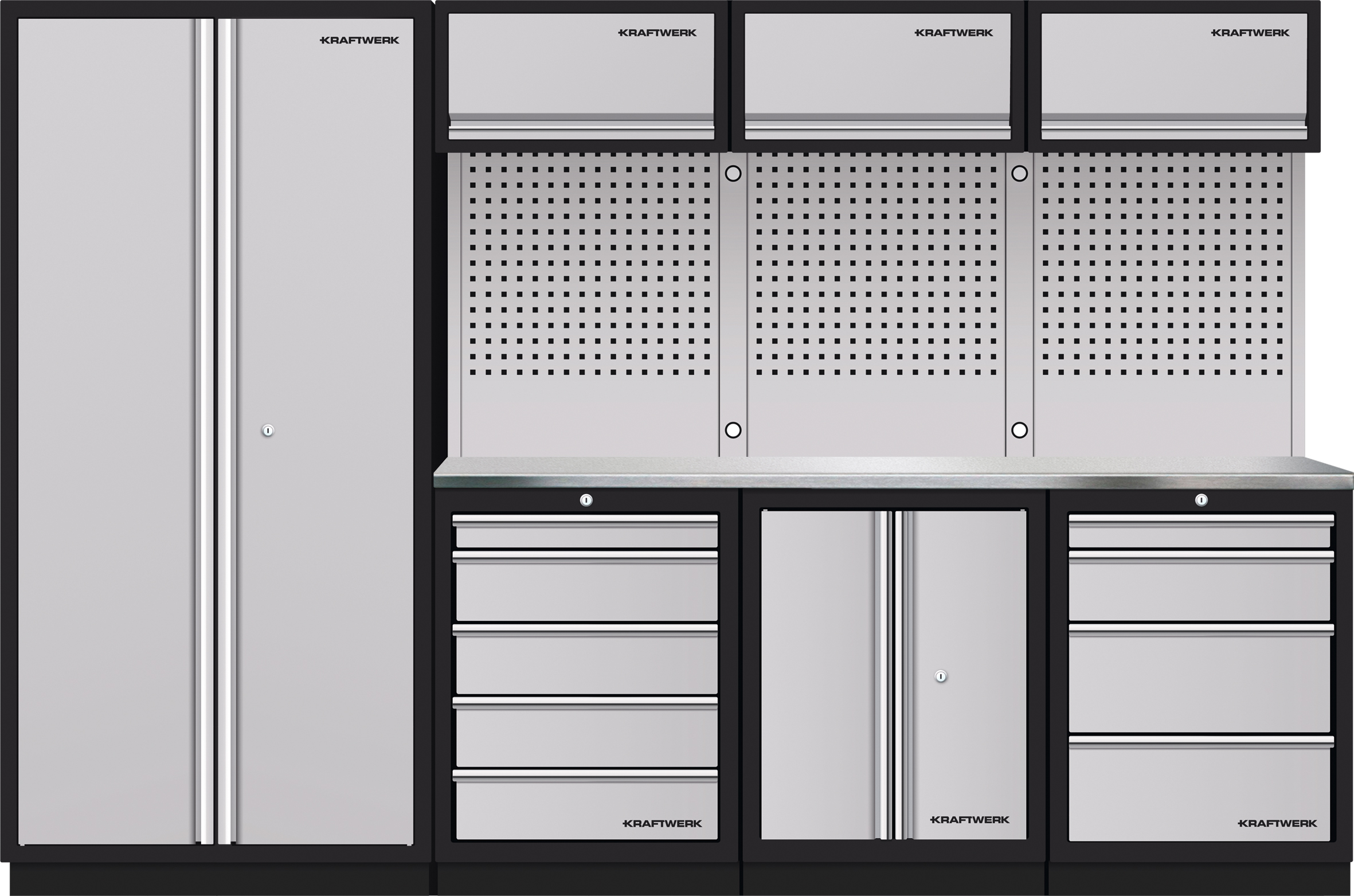 KRAFTWERK - 3964GIX Mueble modular 4 elementos, 2000x2955x488 Encimera Acero Inox.