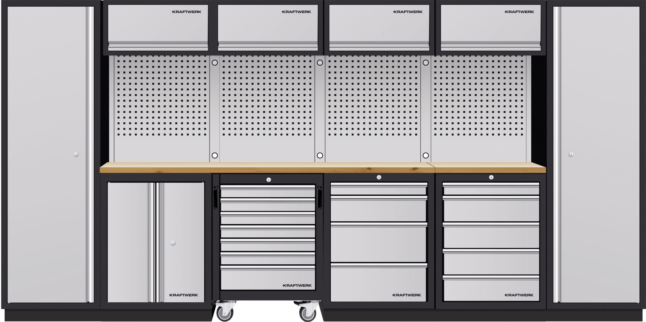 KRAFTWERK - MOBILIO Mueble modular 6 elementos, 2000x3920x488 Encimera Haya