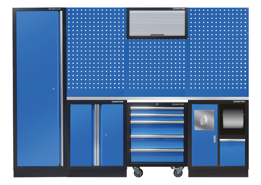 KING TONY - Mobiliario de taller 3 muebles azul "acero inoxidable"
