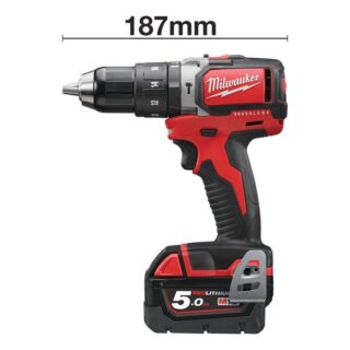MILWAUKEE - MILWAUKEE Taladro percutor M18 Brushless SIN ESCOBILLAS 18v, 60Nm, 0-450/0-1800rpm, Red Lithium 5,0Ah