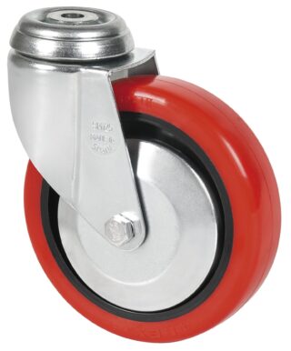 ALEX - RUEDA GIRATORIA.AGUJERO M10 20BHA125CP-PPIA POLIAMIX-POLIUR.ROJO EJE LISO