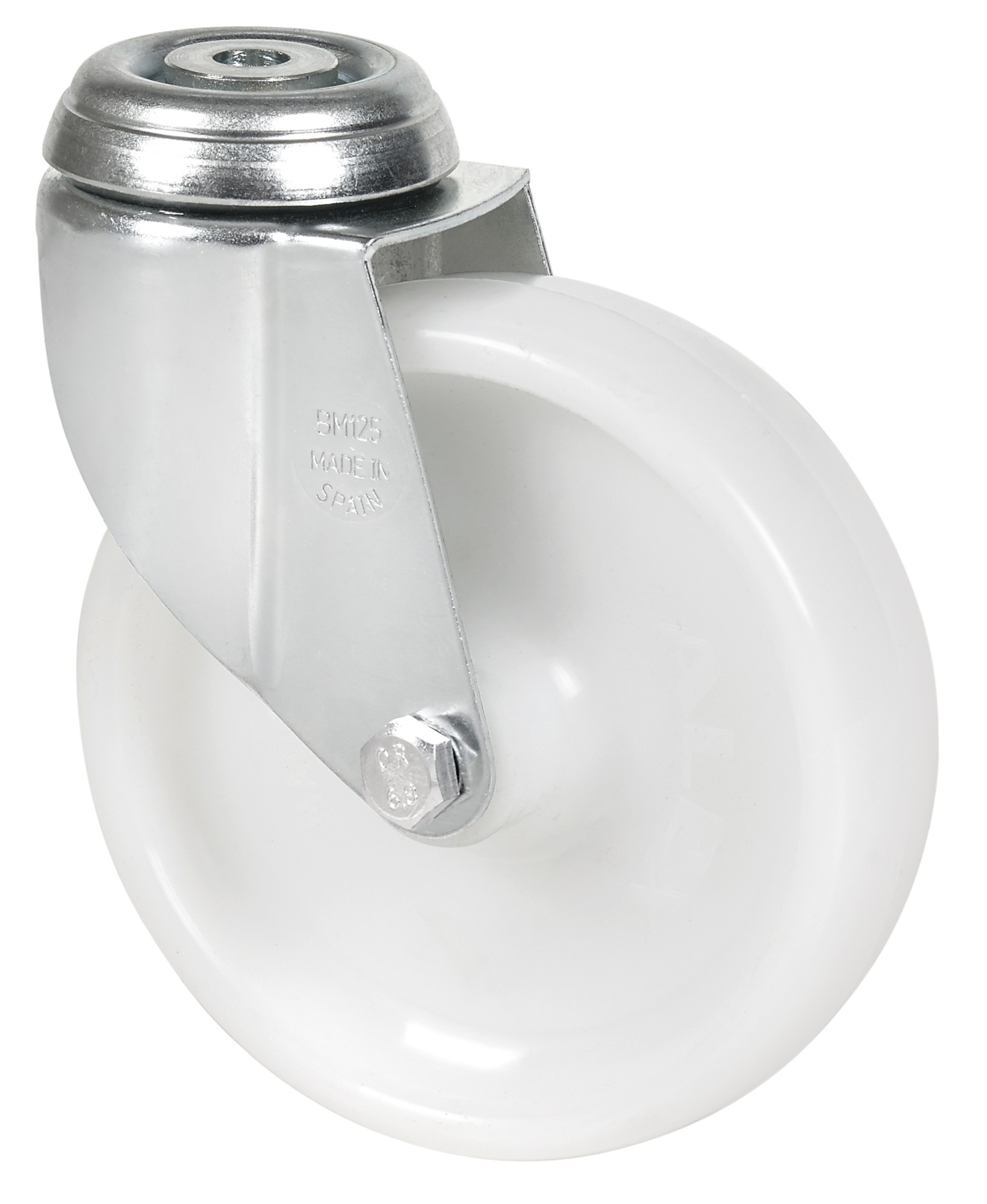 ALEX - RUEDA GIRATORIA.AGUJERO M10 20BHA125-UT POLIAMIX BLANCO EJE LISO