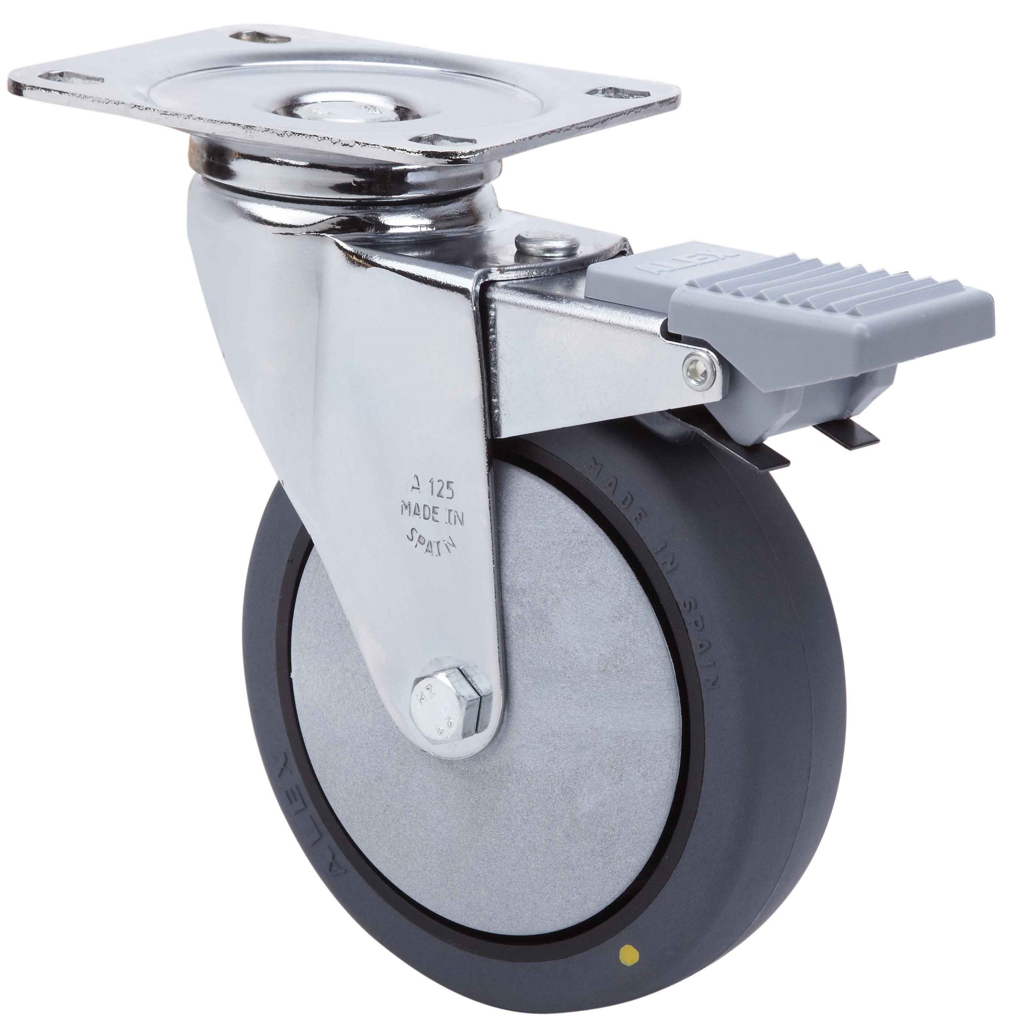 ALEX - RUEDA GIRATORIA.PLACA FRENO 10AFD125CP-PGCSB POLIUR.GRIS CONDUCT.EJE BOLAS