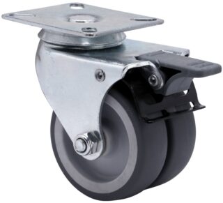 ALEX - RUEDA GIRATORIA.PLACA FRENO 10IFD75-PGI POLIAMIX-GOMA GRIS (DOBLE) EJE LISO