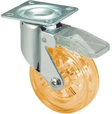 ALEX - RUEDA GIRATORIA.PLACA FRENO PULIDA 10MDCFN50 POLICARBONATO-POLIUR.NARANJA LISO