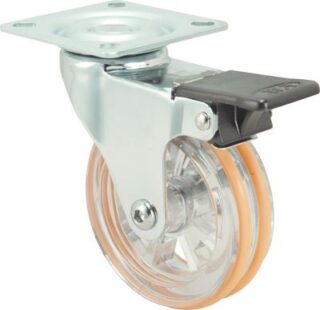 ALEX - RUEDA GIRATORIA.PLACA FR.CROMADA PULIDA 10RDFN75 BANDA DOBLE POLIUR.NARAN.LISO