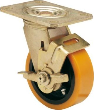 ALEX - RUEDA GIRATORIA.PLACA FRENO 10SLFN200-HUB HIERRO-POLIUR.NARANJA EJE BOLAS