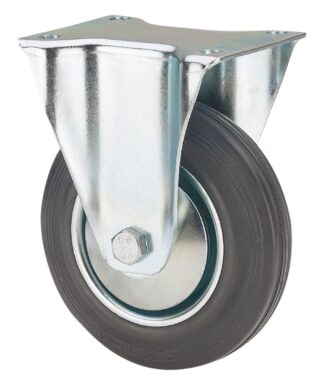 ALEX - RUEDA FIJA 120-200-2 CP METALICO-GOMA NEGRA EJE RODILLOS