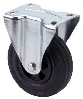 ALEX - RUEDA FIJA 123.1-200-2 POLIAMIX-GOMA NEGRA EJE LISO